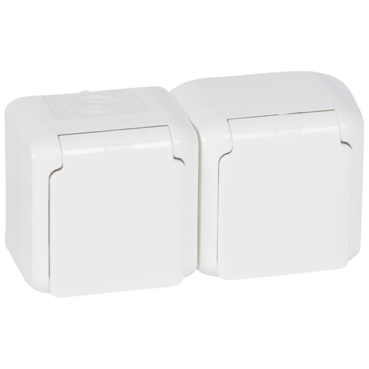 2 x 2P+E German std socket outlet Forix -surface mounting - 16 A - 250 V -white
