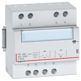 Transformator bezpieczeństwa - 230 V/12 lub 24 V -63 VA - 5 mod