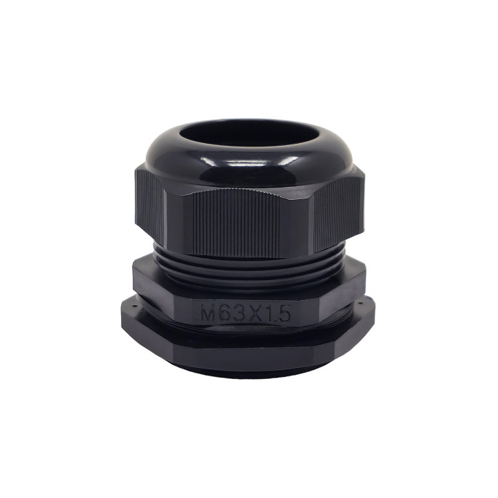 M63-Kabelverschraubung aus schwarzem Kunststoff, IP68, 37–44 mm