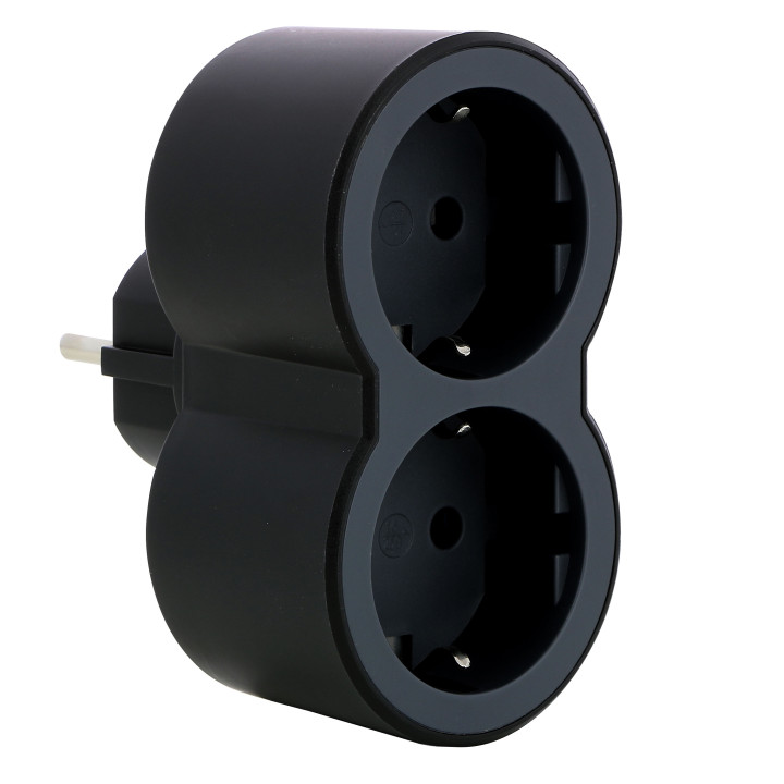 MOP SCH 2X2P+E STANDARD FRONT OUTLETS BLACK