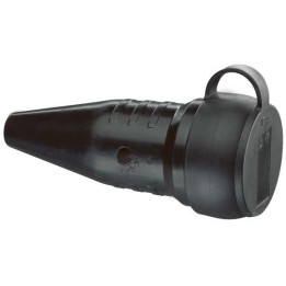 Connecteur SCHUKO en caoutchouc plein, noir, fermeture rapide, avec collier, IP44