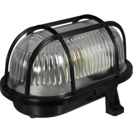 Lampengehäuse mit Kunststoffnetzoval 60W, IP 44 schwarz