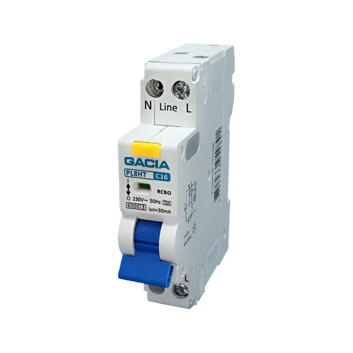 PL8HT 1P+N C16 30mA A type 6KA protection résiduelle et surintensité 1M