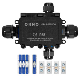 Surface-mounted junction box HD IP68, 0.75-4.0mm2, 2 glands M20, 1 gland M16, X-type
