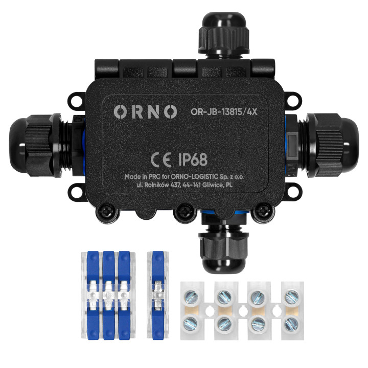 Surface-mounted junction box HD IP68, 0.75-4.0mm2, 2 glands M20, 1 gland M16, X-type