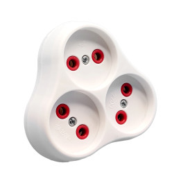 VX1015W - 3 gang, white socket plug, without earthing