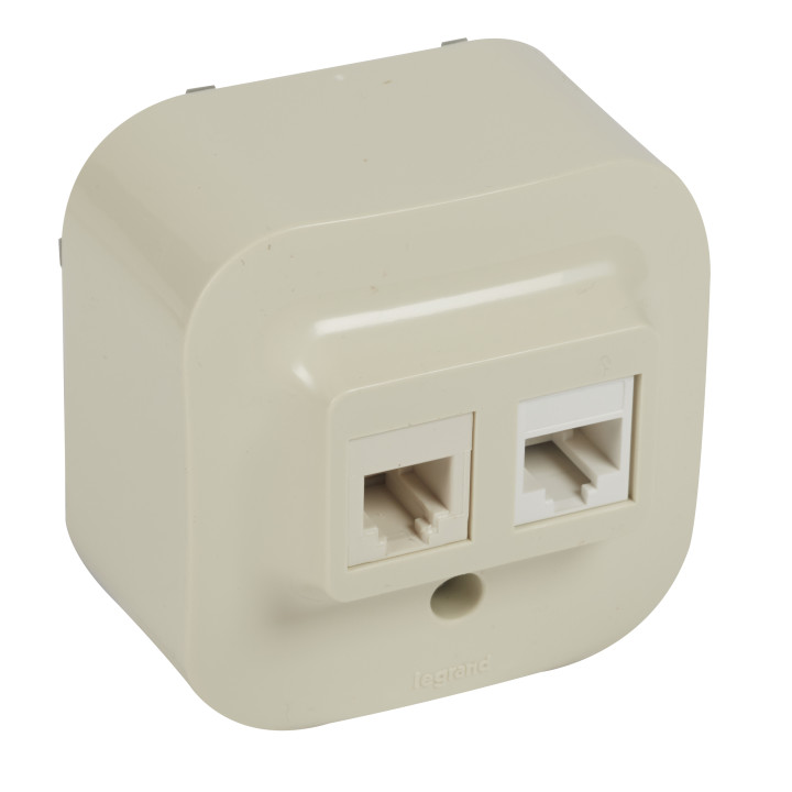 RJ 11 telephone + RJ45 UTP cat. 5e socket - Forix - surface mounting - ivory