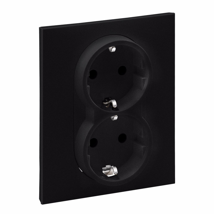 Legrand SUNO черная розетка 2x Schuko с заземлением