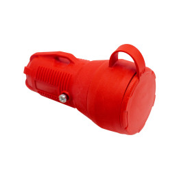 PRO rubber, red socket with cover 2P+E 16A 250V IP54