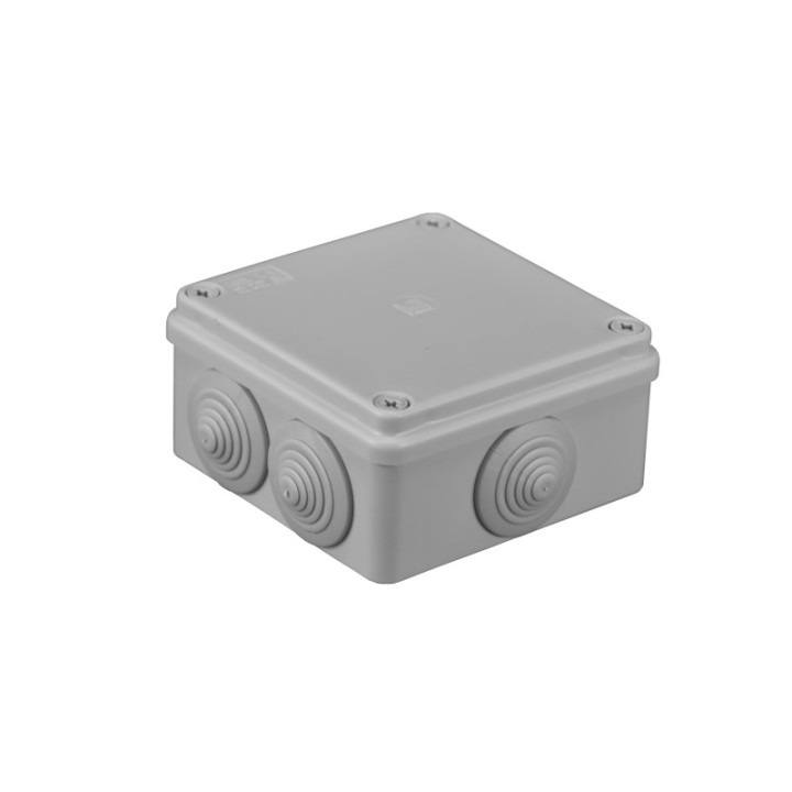 Boîtier S-BOX montage en saillie IP65 100x100x50mm avec presse-étoupes gris