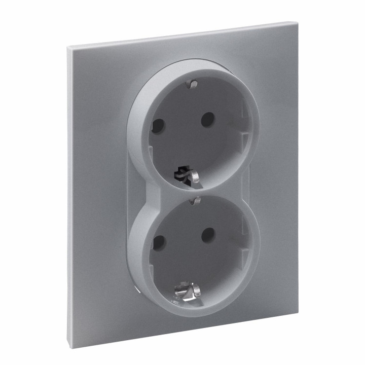 SUNO 2X2P+E SOCKET SCHUKO STANDARD AUTO TERMINALS SHUTTERED ALUMINIUM