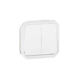 INTERRUPTEUR 2 VOIES PLEXO OU BOUTON POUSSOIR 2 GROUPES - BLANC - MÉCANISME