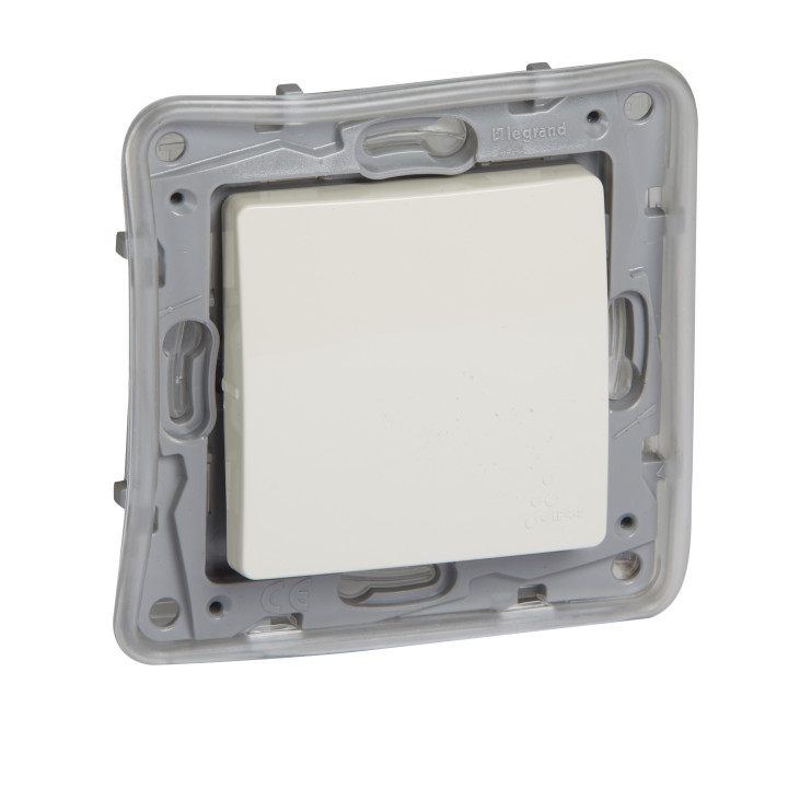 Drucktaster Niloe – NO-NC – 1fach IP44 – 6 A – 250 V – automatische Anschlüsse – Elfenbein