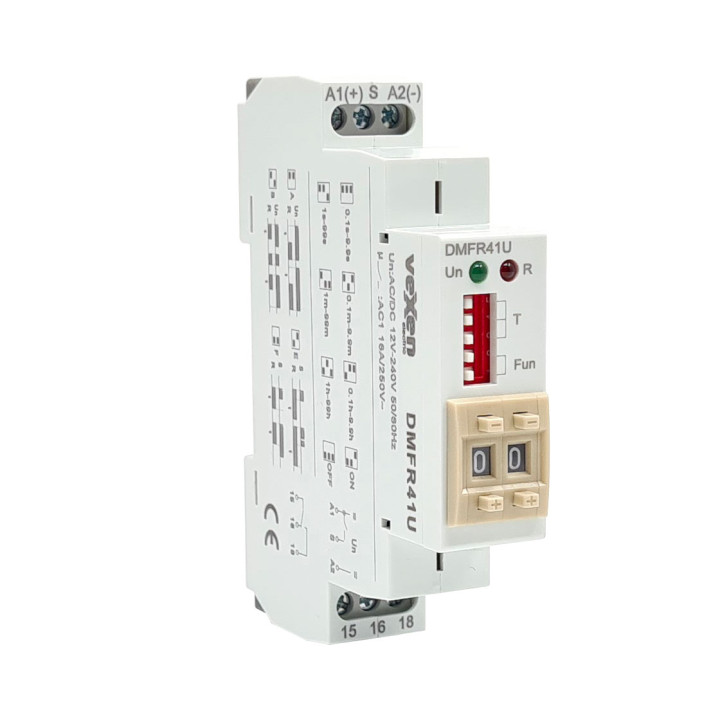 DMFR41U relais temporisé numérique multifonctionnel 1CO 16A AC/DC 12-230V