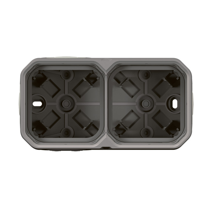 NEUE PLEXO 2-GANG-BOX HORIZONTAL UND VERTIKAL – GRAU für Mechanismen der NEUEN PLEXO-Serie