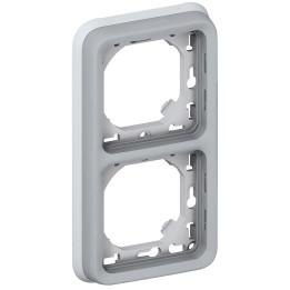 Unterputz-Tragrahmen Plexo IP 55 – 2-fach vertikal – grau