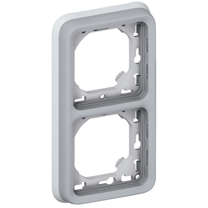 Unterputz-Tragrahmen Plexo IP 55 – 2-fach vertikal – grau
