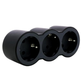 MOP SCH 3X2P+E STANDARD FRONT OUTLETS BLACK