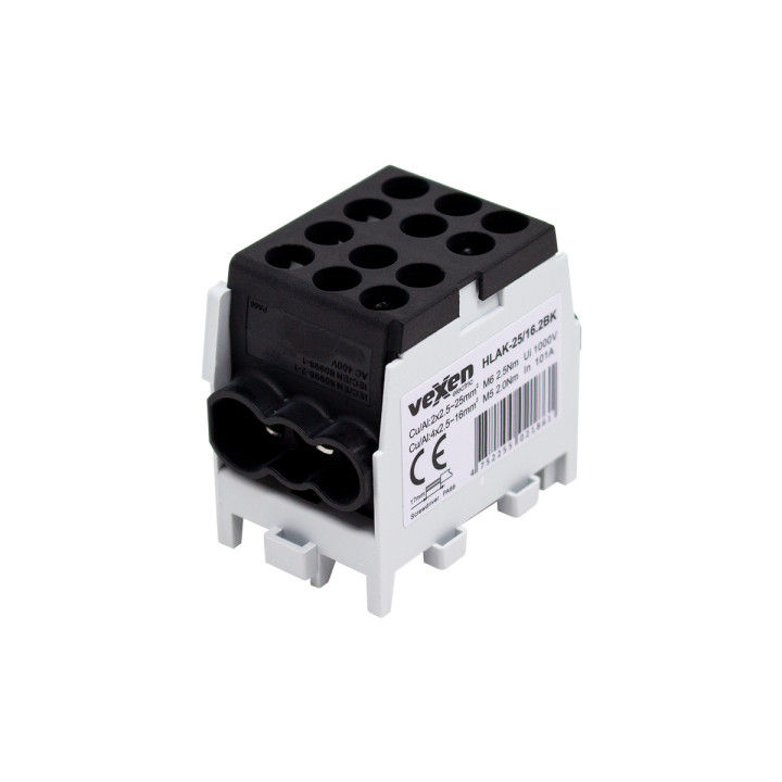 Borne HLAK Al/CU 2x25-4x16mm - noir