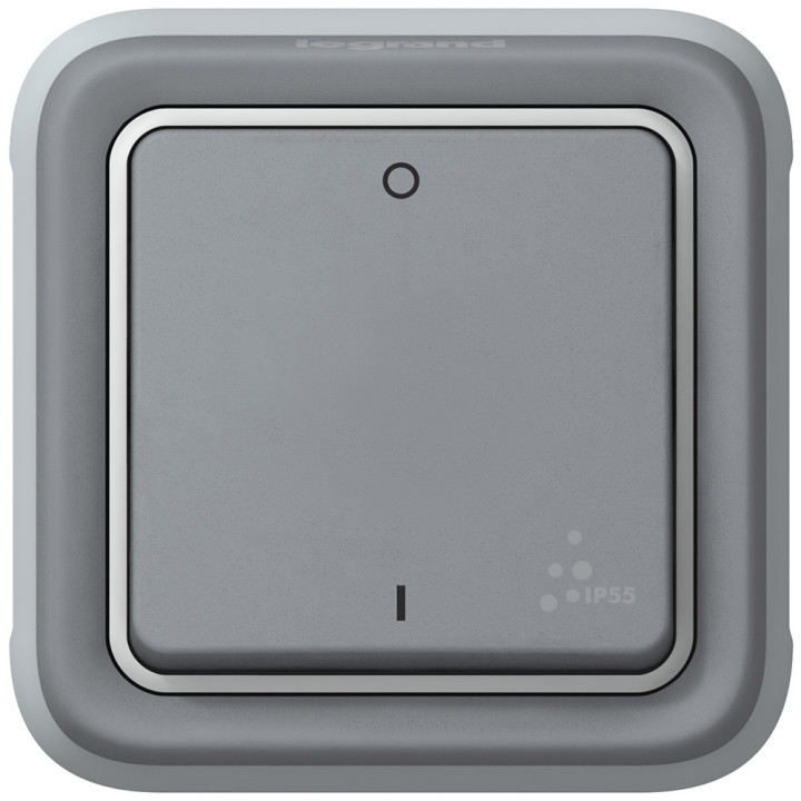 Interrupteur bipolaire Plexo IP 55 - 10 AX - 250 V - modulaire - gris