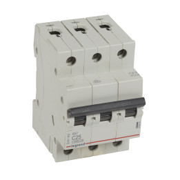 MCB RX 6000 - 3P - 400V - 25 A - courbe C - jeu de barres d'alimentation type broches/fourches