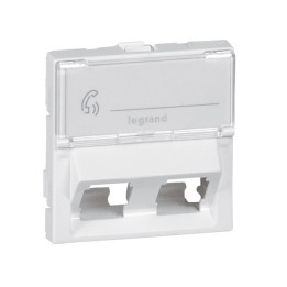 Adapter na RJ 45 -Mosaic -na 2 złącza Keystone -nachylony 45° -2 mod -biały