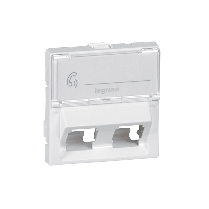 Adapter na RJ 45 -Mosaic -na 2 złącza Keystone -nachylony 45° -2 mod -biały