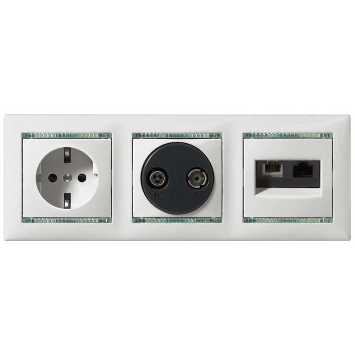 Розетка Valena 2К+3 Schuko с защитой, слоновая кость
