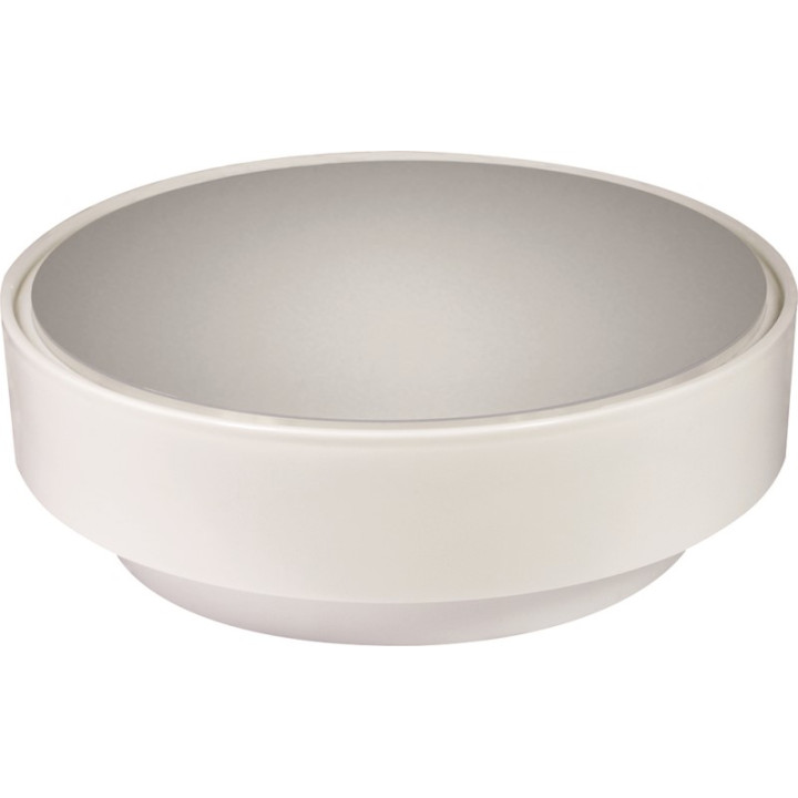 DIONE LED-Weißring, weißer Boden, milchiger Lampenschirm