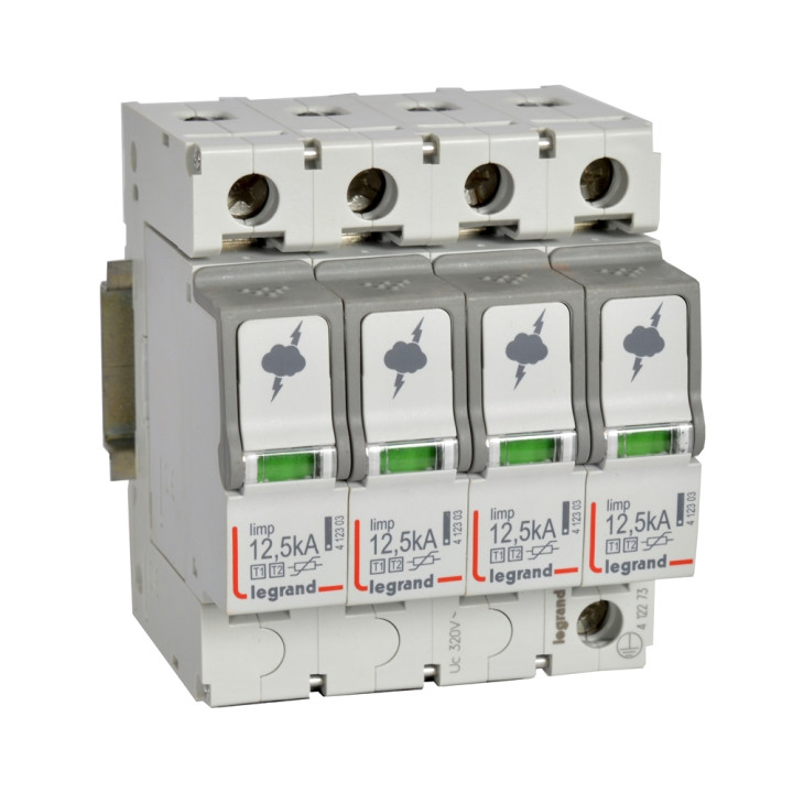 SPD - protection du tableau de distribution principal - T1+T2 - souple 12,5 kA/pôle - 4P