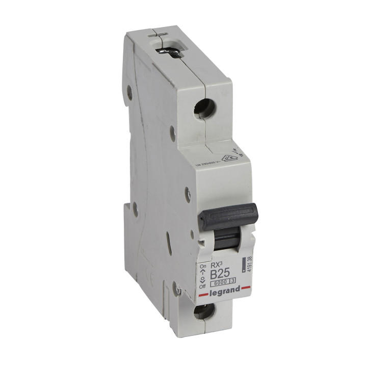 MCB RX 6000 - 1P - 230/400V - 25 A - courbe B - jeu de barres d'alimentation type broches/fourches