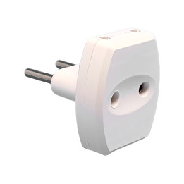 VX1019W -  T type white plug adapter, 3 gang socket,
