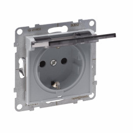 SUNO 2P+E SOCKET SCHUKO STANDARD WITH FLAP IP 21 AUTO TERMINALS SHUTTERED ALUMINIUM