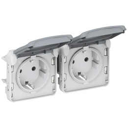 Prise de courant précâblé Plexo IP 55-allemand std-2x2P+T horizontal-modulaire-gris