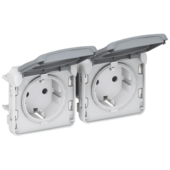 Prise de courant précâblé Plexo IP 55-allemand std-2x2P+T horizontal-modulaire-gris