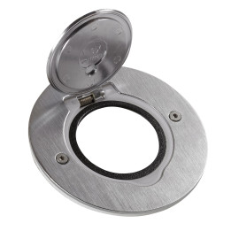 PRISE RONDE DE PLANCHER INOX BROSSÉ