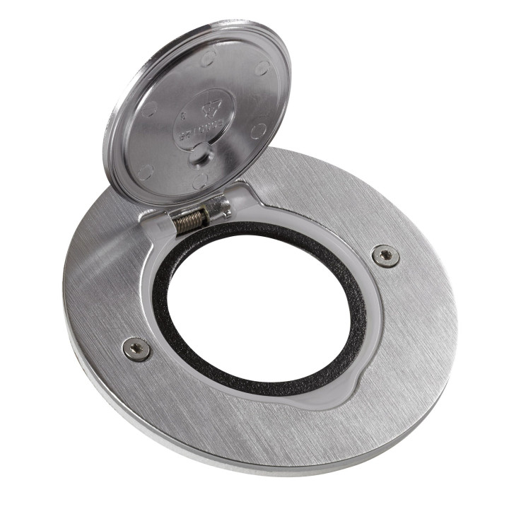 PRISE RONDE DE PLANCHER INOX BROSSÉ