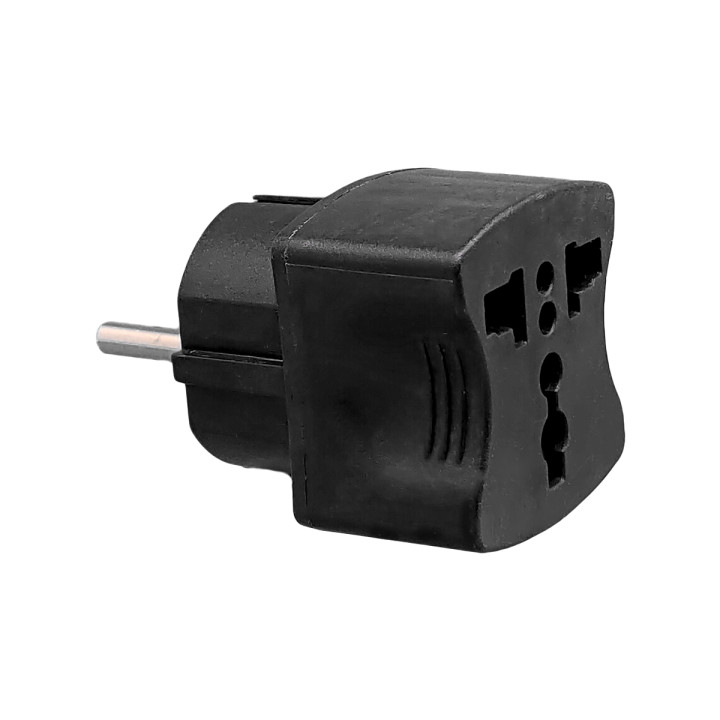 VX1128B - Uniwersalny, czarny adapter wtykowy
