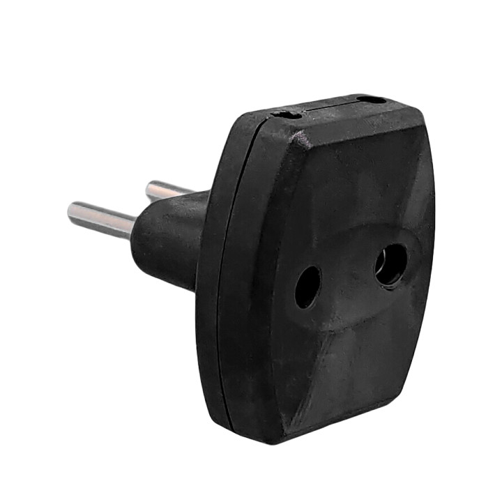 VX1119B -  T type black plug adapter, 3 gang socket,
