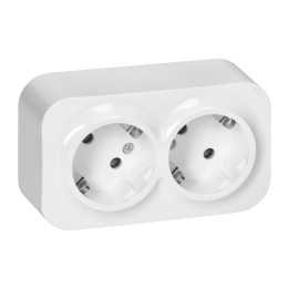 ToDo Double socket 2x2P+E, Schuko 16A/230VAC, IP20, White
