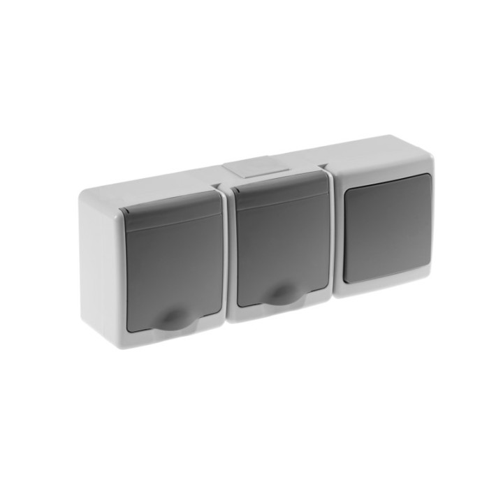 switch BETA, 3 module, single,  with socket  BETA,