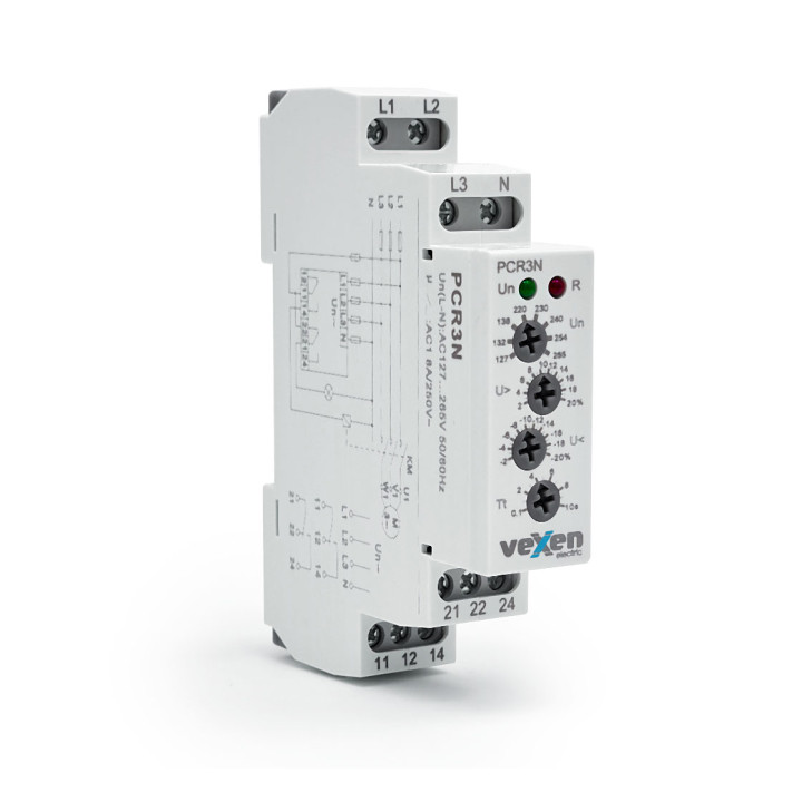 Relais de contrôle de tension triphasé PCR3N 3LN 2CO 10A AC230V