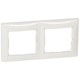 PLAQUE 2 POSTES HORIZ. BLANC