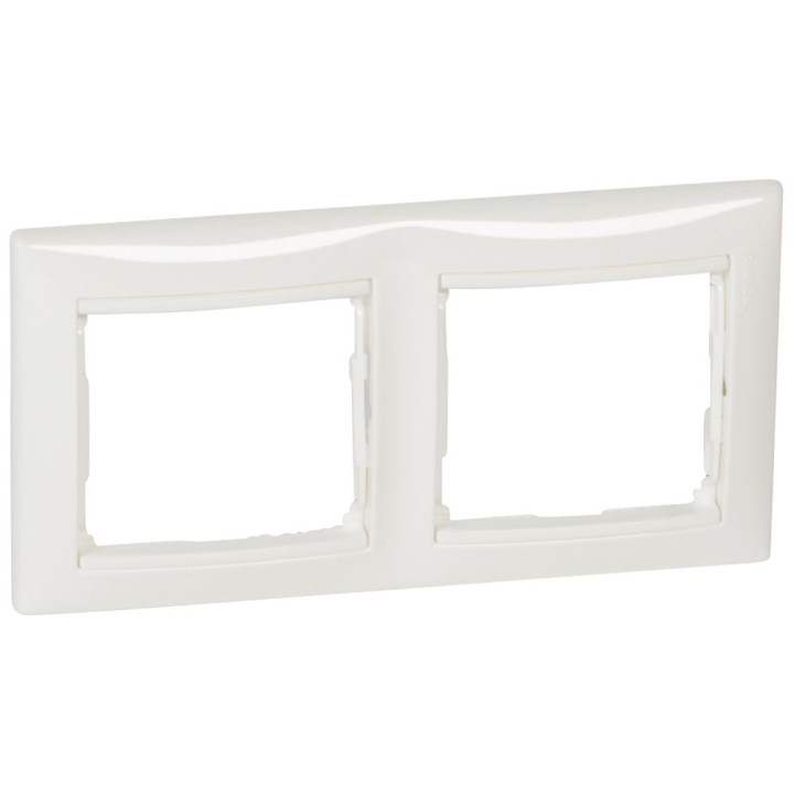 PLAQUE 2 POSTES HORIZ. BLANC