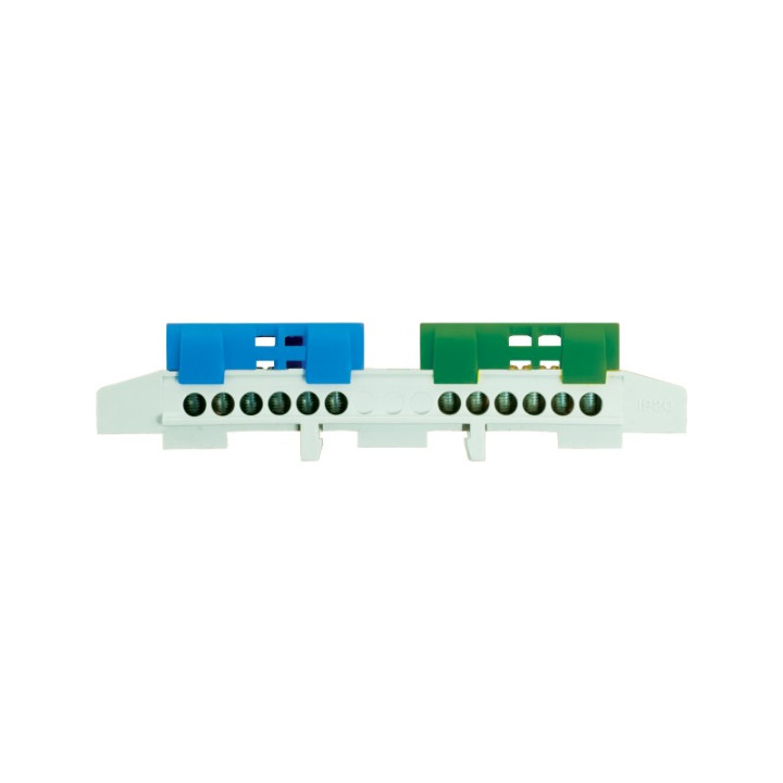 Клемма синяя/зеленая изолированная 2x6x16mm2 на DIN рейку