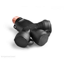 PRO gumowy, czarny adapter potrójny z osłoną 3x 2P+E 16A 250V IP54