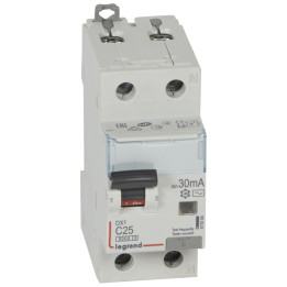 Disjoncteur différentiel - DX 6000 -10 kA -1P+N-230 V -25 A -30 mA -Type AC -N main droite