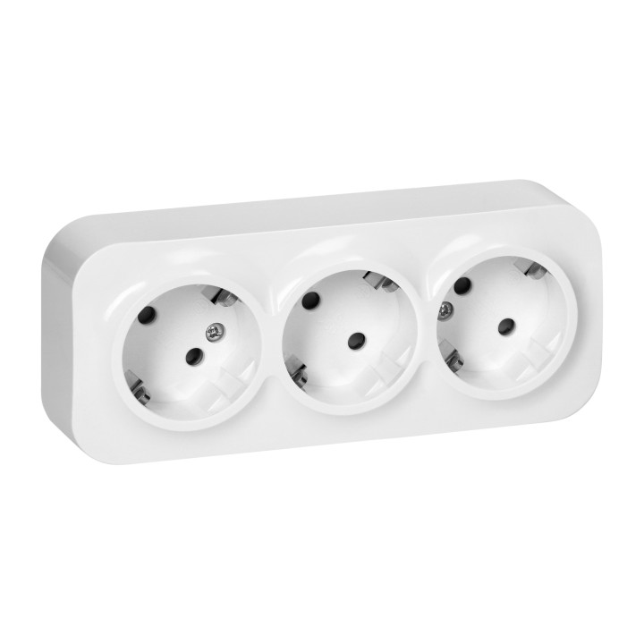 ORNO тройная розетка Schuko белая