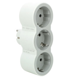 MOP SCH 3X2P+E STANDARD FRONT OUTLETS WHITE/GREY