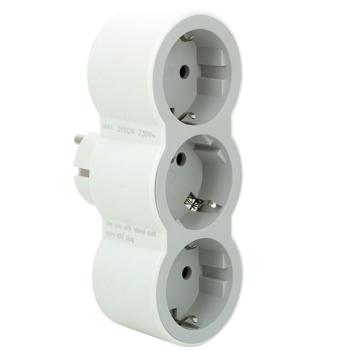 MOP SCH 3X2P+E STANDARD FRONT OUTLETS WHITE/GREY